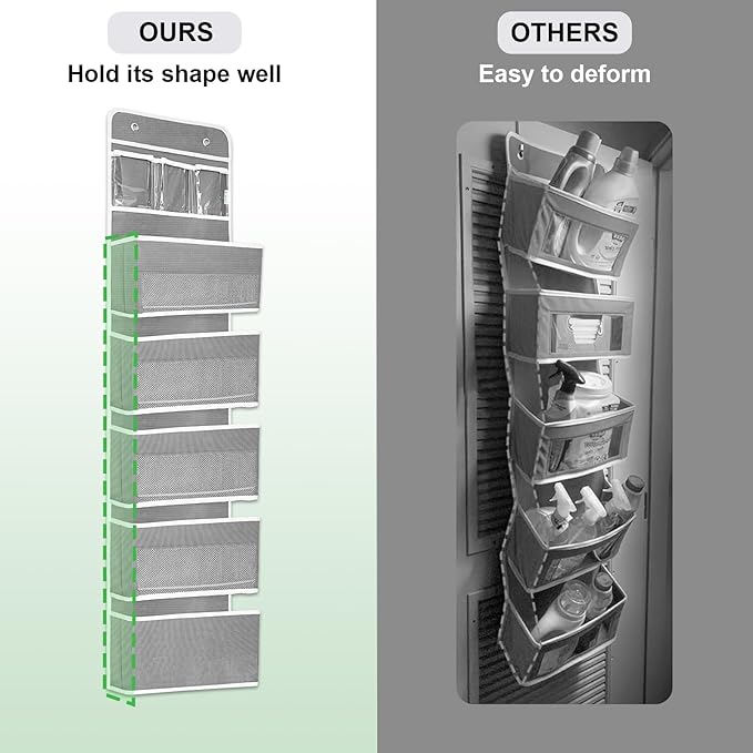 Over The Door Organizer Storage, 6 Shelf Removable Hanging Reinforced Anti-tilt, 44 lbs Load-Bearing, Suitable for Bedroom, Bathroom, Pantry Organization and Storage