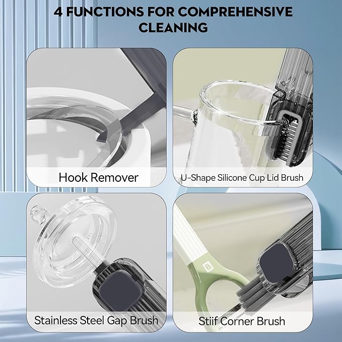 4 in 1 Cup Lid Gap Cleaning Brush, Multifunctional Insulation Bottle Cleaning Tools, Mutipurpose Tiny Silicone Cup Holder Cleaner, Home Kitchen Cleaning Tools