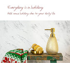 Brushed Gold Ceramic Soap Dispenser, 11 oz Textured Hand or Dish Soap Dispenser with Golden Plastic Pump for Bathroom or Kitchen Countertop