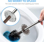 SetSail Toilet Brush, Compact Size Toilet Bowl Brush and Holder Toilet Brushes for Bathroom with Stainless Steel Handle Toilet Cleaner Brush with Durable Scrubbing Bristles, 3 Packs,Brown