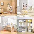 10 Pack Closet Organizers and Storage,Clear Stackable Plastic Storage Bins with Lids Magnetic Doors,Clothes Organizers and Storage,Plastic Craft Containers for Wardrobe Kitchen Bathroom Office