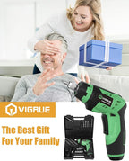 VIGRUE Cordless Screwdriver, Rechargeable Electric Screwdriver with LED Light, Flexible Shaft