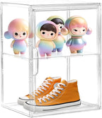 Large Clear Acrylic Display Case Shoe Storage Boxes With An Adjustable Divider,2 Pack 2 Tiers Clear Plastic Stackable Storage Bins With Lids Display Acrylic Box With Magnetic Door