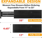 SpaceAid Bamboo Dresser Drawer Dividers 6 Pack, 4.65“ High Adjustable 17“-22” Drawer Organizers, Expandable Organization for Clothing, Clothes, Dressers, Black
