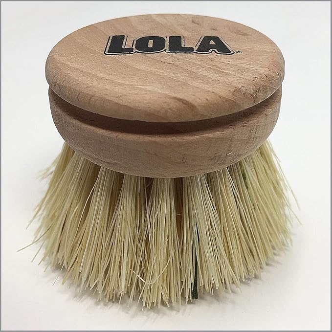 Lola Products Replacement Head for The Original Tampico Vegetable & Dish Brush, 1.75" Head, Birchwood & Poly Bristles, Reusable & Washable, 1 Pack