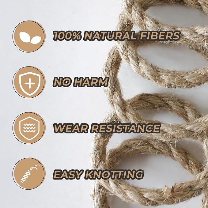 RIOOP Natural Jute Twine Rope 328 Feet 5mm, Heavy Duty Premium Garden Twine String for Crafts, Gardening Deals, Cat Scratching & Macrame Cord, for Climbing Plants, Halloween Decor