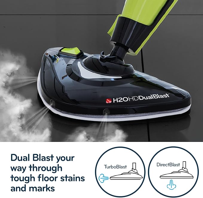 H2O HD 5-in-1 DUALBLAST Steam Mop and Handheld Steam Cleaner For Floor Cleaning, Hardwood Floors, Grout Cleaner, Upholstery Cleaner, Tiles and Carpets