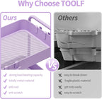 TOOLF 4-Tier Metal Rolling Cart with Wheels, Storage Utility Organizer Cart for Kitchen, Bathroom, Office, Baby Essentials & Makeup - Lockable Casters, Easy Assembly, Large Capacity, Purple