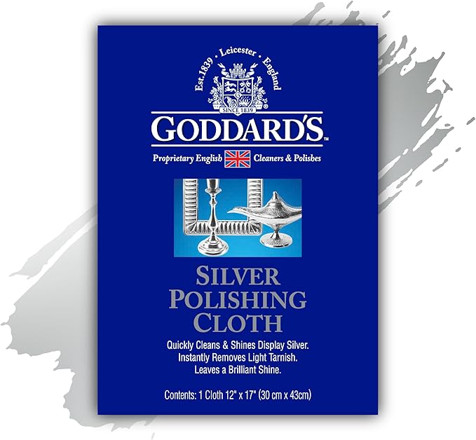 Goddard's Silver Polishing Cloth for Jewelry, Remove Tarnish on Plated or Sterling Silver, Gold, Antiques, and Leaves Tarnish Protection, 1 Cloth