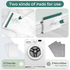 Baseboard Cleaner Tool with Handle, 60" Extendable Long Handle Baseboard Cleaner with 5 Reusable Pads for Baseboards Cleaning, Ceiling, Wall, Floor, Bathroom, Kitchen