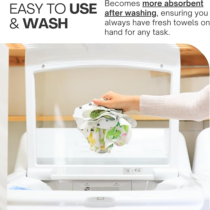 Reusable Paper Towels (12"x10”) - Soft Absorbent 100% Cloth Paper Towels- Washable Paper Towels Rolls w/Cardboard Roll-Reusable Napkins Washable- Dish Cloths (Vintage Lemons, 12x10inch)
