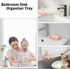 Silicone Bathroom Soap Dishes with Drain Spout-Bathroom and Kitchen Sink Organizer,Sponge Holder,Dish Soap Tray,Perfect for Dispenser,Scrubber,Bottle,Cup on Sink or Counter-Pink 4.9"×3.2"