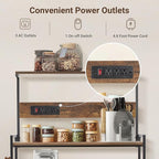 4-Tier Kitchen Baker's Rack with Power Outlet, Microwave Stand and Storage Shelves, Coffee Station Organizer (Rustic Brown)
