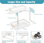 Under Sink Organizer Storage 1 pack, 2 Tier Slide Out Height Adjustable Pull Out Cabinet Organizer Drawers, Kitchen Bathroom Large Capacity Metal Under Sink Rack Caddy Basket Shelves, White