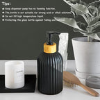 Black Glass Soap Dispenser Set with Bamboo Pump, 13.5oz Refillable Liquid Hand Soap Dispenser, Lotion Dish Soap Dispenser for Modern Home Decor, Bathroom, Kitchen Countertop, Hotel(2 Pack)