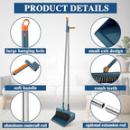 Suclain 4 Set 8 Pcs Broom and Dustpan Set 47 Inch Long Handle Brooms for Sweeping Indoor Household Dustpans for Indoor Outdoor Kitchen Floor(Blue)