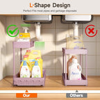 3 Pack Multi-Purpose Under Sink Organizers and Storage, 2025 L-Shaped Pull Out Cabinet Organizer for Bathroom & Kitchen, Under Cabinet Organizer with Hooks Hanging Cup, Pink