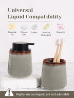INGOFIN Ceramic Lotion Dispenser - 12 oz Refillable Hand Soap Dispenser Bathroom, Modern Liquid Dispenser with Pump, Dish Soap Dispenser for Kitchen, Kiln-Glazed