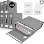 6 Pack Bed Sheet Organizer and Storage, Foldable Storage Organizer for Linen Closet with Viewing Window & Label for Bedding Sheets & Blankets (Queen & King Size) Gray