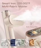 Travel Steamer for Clothes, 100-240V Dual Voltage Portable Garment Steamer, 1000W Travel Size Handheld Steamer & Iron 2 in 1 for Global & Europe Travel, Business, Home, Rose Gold