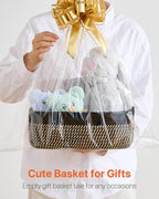 Small Woven Basket, 12 x 8 x 4.5 Inches, Storage Basket for Organizing, Cute Small Rope Shelf Closet Cube Storage Bins Baskets for Shelves, Dog Toy Gift Baskets Empty, 3 Pack Black & Brown