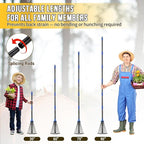 Adjustable Leaf Rake, Heavy Duty Metal Rake for Leaves, Long Handle 30"-90" with Expandable Head 8"-17", Collapsible Small Rakes for Lawns, Gardening, Yard, Camping, Shrub, Grass, Bush, Weed, Debris