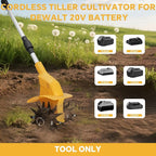 Cordless Tiller Cultivator for Dewalt 20v Battery, 500W Brushless Garden Tiller, 8.7" Tilling Width and 6.3" Depth, 330RPM Electric Rototiller for Gardening, Soil Cultivation(No Battery)