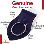 Armory Replicas - Genuine Rawhide Leather Universal Axe Frog - Medieval Hand Crafted O-Ring Funcitonal Outdoor Costume LARP Weapon Holder