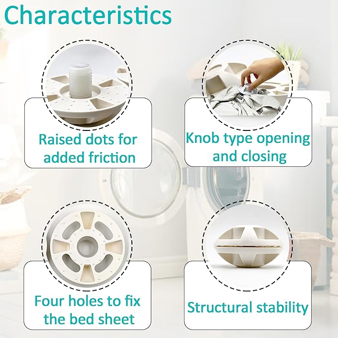 4 Pcs Wash Bed Sheet Detangler Reduces Laundry Tangles Wrinkles for Washer and Dryer Save Drying Time Reusable Accessories (Green)