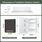 TokeShimi 21x27 Recessed Medicine Cabinet with Mirror, White Bathroom Medicine Cabinet with Mirror, Bathroom Beveled Mirror with Storage, Aluminum Frame, Stepless Adjustable Shelves