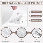 uxcell 6Pcs Drywall Repair Patch, 2x2 Inch Self-Adhesive Aluminum Metal Plaster Wall Patching Mesh, Wall Mending for Quick Fix Wall Hole, Sheetrock Ceiling, White