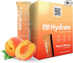 310 Nutrition Sugar Free Electrolytes Powder - Instant Hydration Packets for Daily Fluid Balance - Caffeine-Free Rehydration Drink Mix w/ Vitamins, Low Calorie & Keto Friendly - Peach Mango 30 Singles