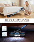 N8 Cordless Vacuum Cleaner,Lightweight Stick Vacuum with Powerful Suction,2200mAh Battery, 40 Mins Runtime,Self-Standing,Rechargeable Vacuum Cleaners for Home Hardwood Floor Carpet Pet Hair (Azure)