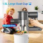 Zefiro Cordless Vacuum Cleaner for Home,450W /40Kpa 50Mins Stick Vacuum(No self-Standing), Anti-Tangle 1.5L Dust Cup, Rechargeable Wireless Handheld Vacuum for Pet Hair/Carpet/Floor,C10