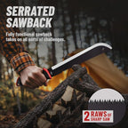 Machete with Saw 25" / 19" Heavy Duty Tool & Sheath - Ergonomic No-Slip Handle - Survival Knife with Serrated Blade - Machetes for Bushcraft Hunting Garden Cutting Trees and Yard Work