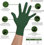 FRAMAR Biodegradable Green Gloves Latex Free Large – Disposable Nitrile Gloves Large, Cleaning Rubber Glove Disposable, Non Latex Hair Dye Glove 100 Pk