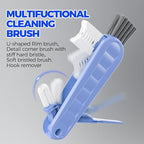 6 Pack Holikme 4 in 1 Cup Lid Cleaning Brush Set with 3 Straws, Multifunctional Bottle Brush, Silicone Cup Lid Gap Cleaner, Durable Bristle Crevice Cleaning Brush, Blue & Yellow & Red