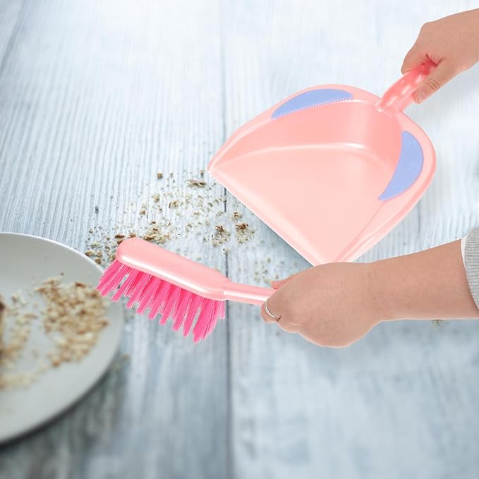 Homoyoyo Mini Broom and Dustpan Set for Household Cleaning, Small Red Desktop Sweeping Kit with Brush, Multi-Function Portable Cleaning Accessory for Pet Hair and Tabletop Use