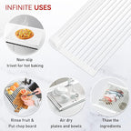 MERRYBOX Roll Up Dish Drying Rack Silicone Wrapped Over The Sink Dish Rack Foldable Dish Drainer Anti-Slip Dish Racks for Kitchen Counter, Multipurpose Kitchen Sink Drying Rack, 20.5" x 13", White