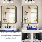 Bathroom Medicine Cabinet,20"x20" Square Mirror Door with Stainless Steel Frame,Recessed & Surface Wall Cabinet with Glass Shelves, Rust-Resistant Bathroom Storage Cabinet