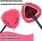 3 PCS Spin Mop Heads Replacements Compatible with Ocedar Easywring 1 Tank System Chenille Mops Duster Pad Washable Dust Refills Green Blue Red