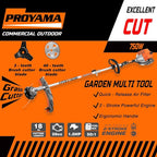 PROYAMA 26cc 6 in 1 Multi Functional Trimming Tools, Gas Hedge Trimmer, Weed Eater, String Trimmer, Brush Cutter, Edger, Pole Saw Chainsaw Pruner with Extension Pole
