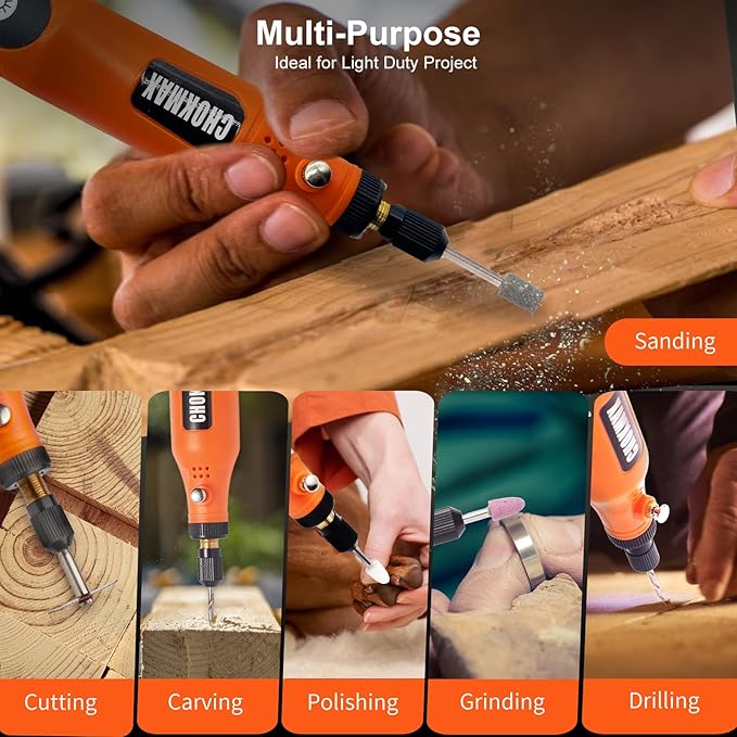Mini Cordless Rotary Tool, 5-Speed Grinder Kit with 72 Accessories and Front LED Light, Type-C Charging Art Craft Tool for Engraving, Sanding, Polishing, Drilling, Grinding