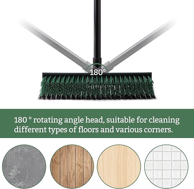 Eyliden Double-Sided Floor Scrub Brush, 65.5'' Long Handle, V-Shaped Head Brushes for Crevice and Corner Cleaning, No-Scratch Effortless Grout Brush for Floor Joint Tile Seams Bathroom Kitchen