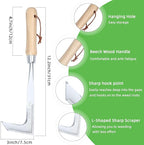 Crack Weeder, Crevice Weeding Tool with Upgrade Sharp Hook Point, L-Shaped Weed Puller Tool with Beech Wood Handle, Efficient Manual Weeder for Sidewalk, Paver, Narrow and Wall Gaps