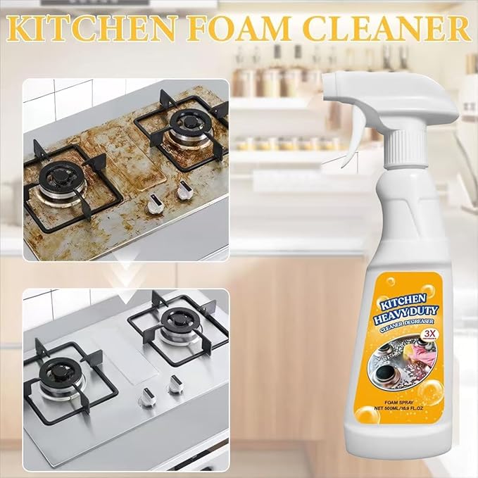 16.9 Fl Oz Heavy Duty Degreaser Cleaner Spray, Kitchen Heavy Oil Cleaner,Kitchen Degreaser, Multipurpose Foam Cleaner Spra,Grime, And Stains On Microwave & Oven & Stove Top