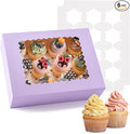 Hoewina 6PCS Cupcake Boxes - Hold 12 Count Cupcake Containers with Window, Food Grade Cupcake Holder Easy Transport and Presentation - Ideal for Cupcakes, Desserts, and More (Light Purple)
