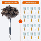 Ostrich Feather Duster for Electronics, Keyboard – Soft Dusting Tool for Screen, Fragile Items, Office, Home Cleaning (A12- Black Handle)