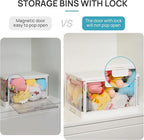 Vtopmart 1 Pack Stackable Storage Bin with Lid,24QT Clear Foldable Closet Organizer with Front-Open Doors,Plastic Storage Containers for Living Room, Bedroom, Craft Room, Dorm Organization