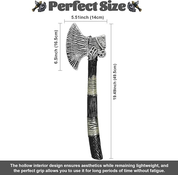 Viking Axe Prop,Plastic Toy Axe Viking Costume Accessories,Halloween Pirate Axe Cosplay Party